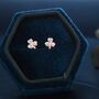 Cz Shamrock Tiny Stud Earrings In Sterling Silver, thumbnail 6 of 12