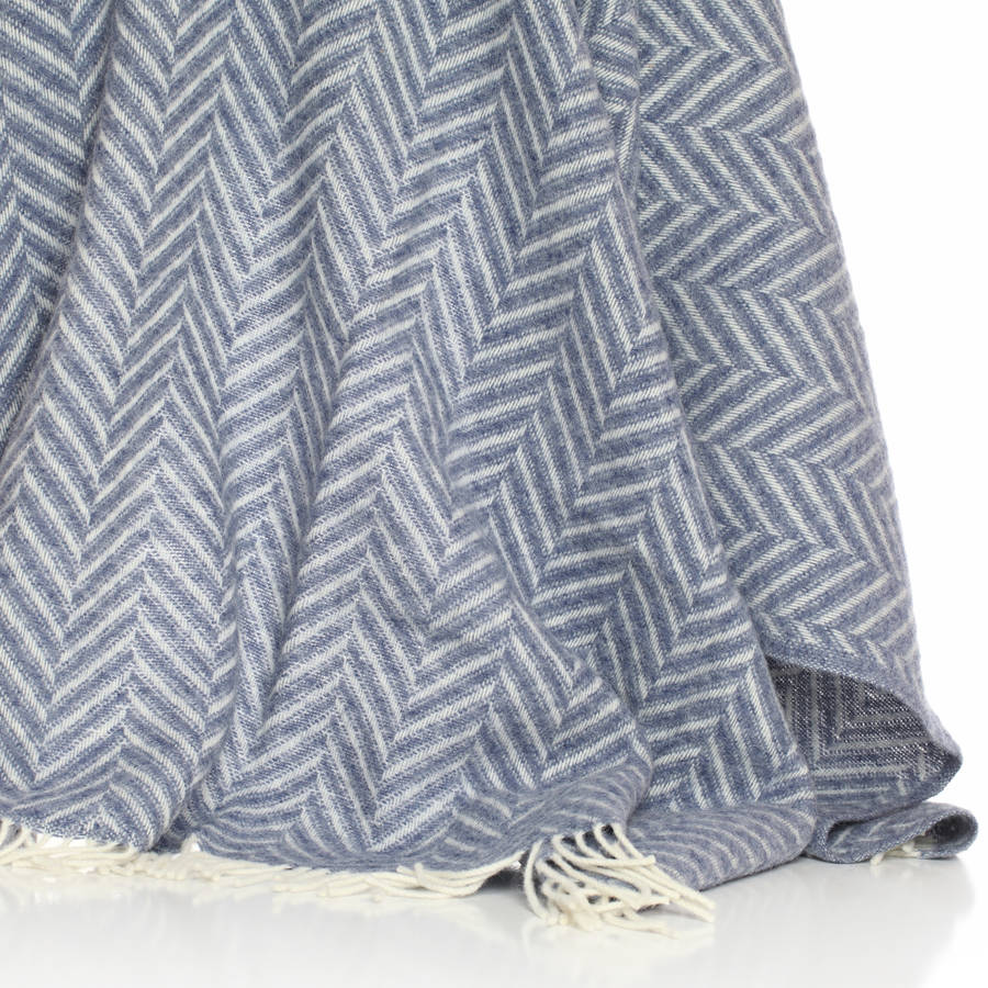 blue herringbone throw by dreamwool blanket co.