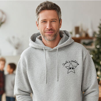 Personalised Santa’s Watching Star Hoodie – Fun Christmas Jumper For Dads, 2 of 11