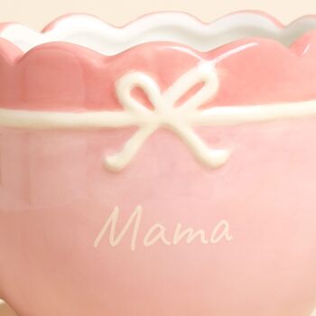 Pink Ceramic Scallop Edge Bow Mama Mug, 2 of 4