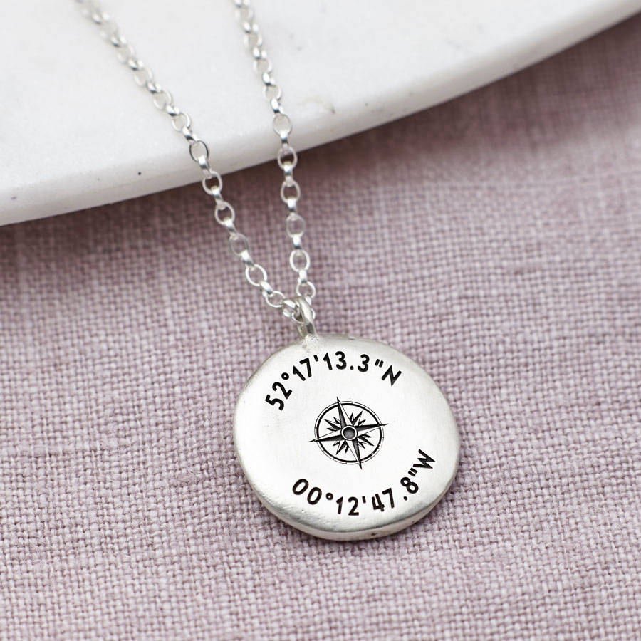 Personalised Sterling Silver Coordinates Necklace, 1 of 3