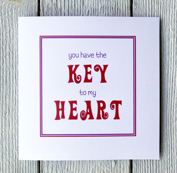 Personalised Key To My Heart Greetings Card, 2 of 2