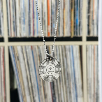 Vinyl Record Personalised Silver Necklace, 3 of 10