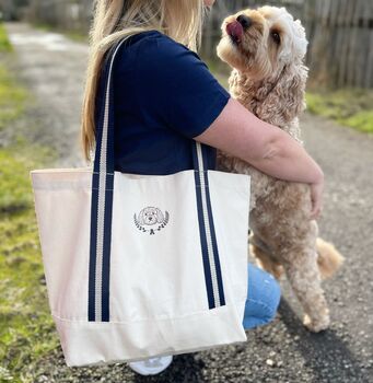 Personalised Varsity Dog Lover Organic Tote Bag, 10 of 12