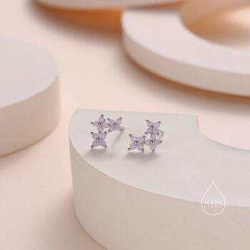 Tiny Hydrangea Bouquet Cz Stud Earrings, 2 of 12