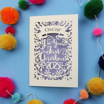 Personalised 'First Christmas' Papercut Card, 9 of 9