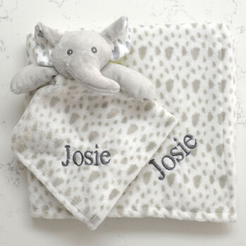 Personalised Unisex Elephant Comforter Blanket Set, 4 of 9