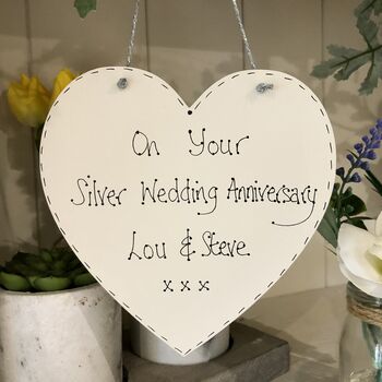 Personalised Silver Wedding Anniversary Gift Heart, 3 of 7