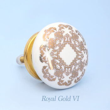 Royal Gold Ceramic Door Knobs Cupboard Door Handles, 8 of 10