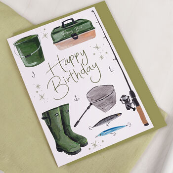Fisherman Happy Birthday Greeting Card For Him, 2 of 3