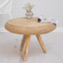 Round Wooden Side Table With Wicker, thumbnail 2 of 4