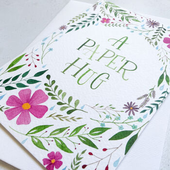 'A Paper Hug' Hand Lettered A6 Greeting Card, 2 of 3
