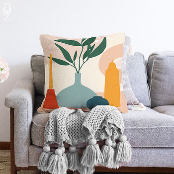 Minimalist Cushion Cover With Vases And Candles, 2 of 4