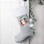 Personalised Christmas Santa Reindeer Grey Stocking, thumbnail 1 of 4