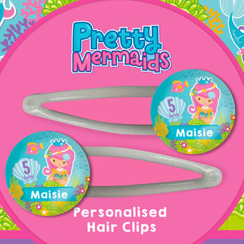 Personalised Mermaids Birthday Hair Clips, 2 of 3