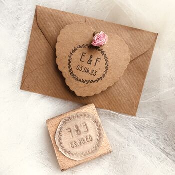 Initials And Date Wreath Rubber Stamp, 5 of 5