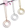 Double Circle Necklace Rose Or Gold Plated 925 Silver, thumbnail 3 of 7