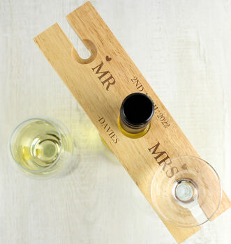 Personalised Married Couple Wine Glass And Bottle Holder – Perfect Wedding Gift, 2 of 6