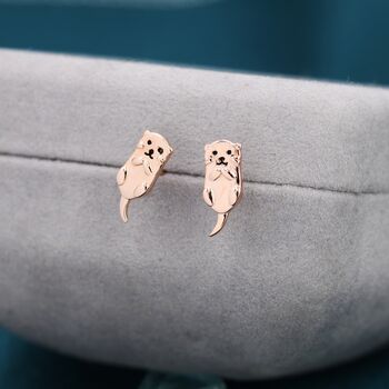 Sterling Silver Otter Stud Earrings, 6 of 11