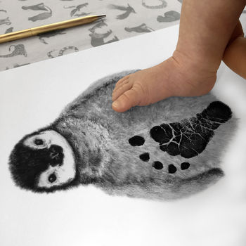Personalised Baby Penguin Footprint Kit, Unframed, 3 of 12