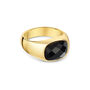 Black Onyx Oval Signet Ring 18 K Gold Plated Solid Silver, thumbnail 1 of 4