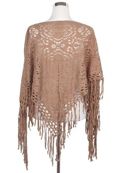 Cream Knitted Poncho With Tassels, 3 of 4