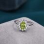 Genuine Peridot And Cz Halo Ring Sterling Silver, thumbnail 4 of 12