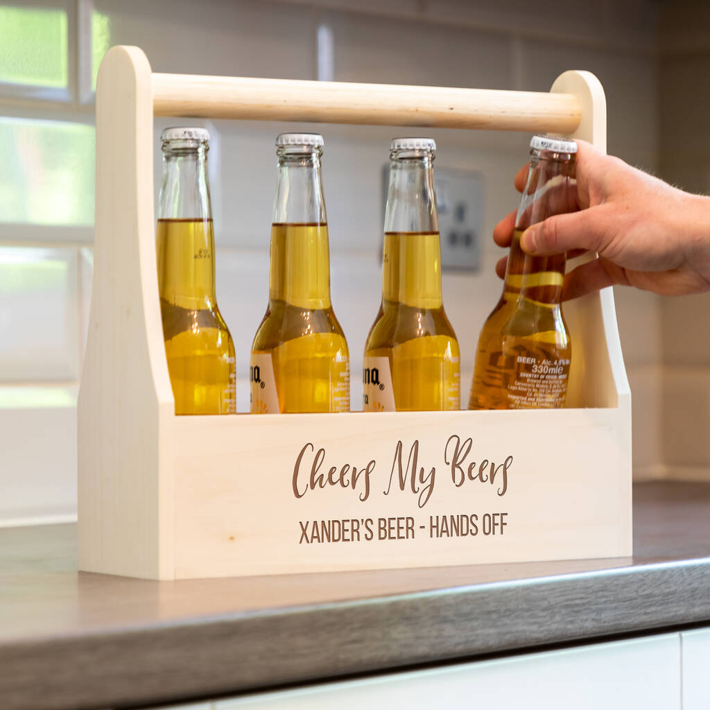 Personalised Beer Holder Cheers My Beers By Mirrorin