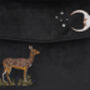 Deer And Moon Embroidered Black Velvet Tote, thumbnail 7 of 7