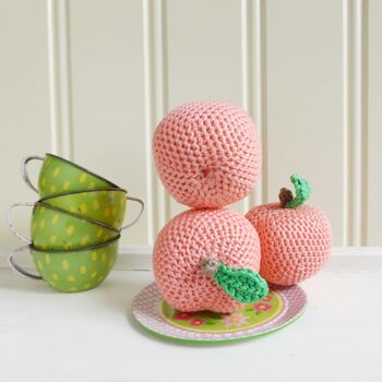 Crocheted Peach Fruit Play Food, 2 of 5