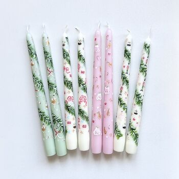 Hand Painted Christmas Taper Candles, 3 of 8