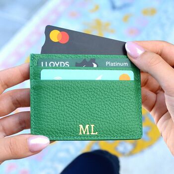 Personalised Monogrammed Leather Credit Card Holder Wallet, 2 of 8
