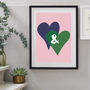 Personalised Entwined Hearts Ampersand Print, thumbnail 3 of 6