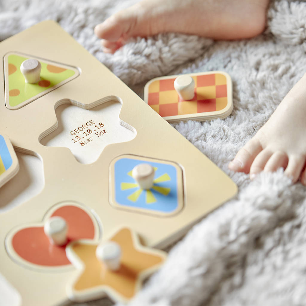 personalised wooden baby puzzle by sophia victoria joy