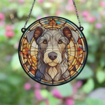 Scottish Deerhound Stained Glass Effect Suncatcher, 3 of 5