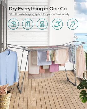 Clothes Drying Rack Space Saving Winged Clothes Airer, 3 of 12