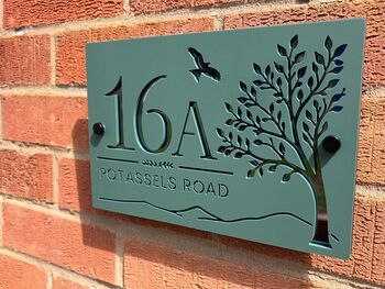 Personalised Tree And Bird Acrylic House Number Sign, 2 of 9