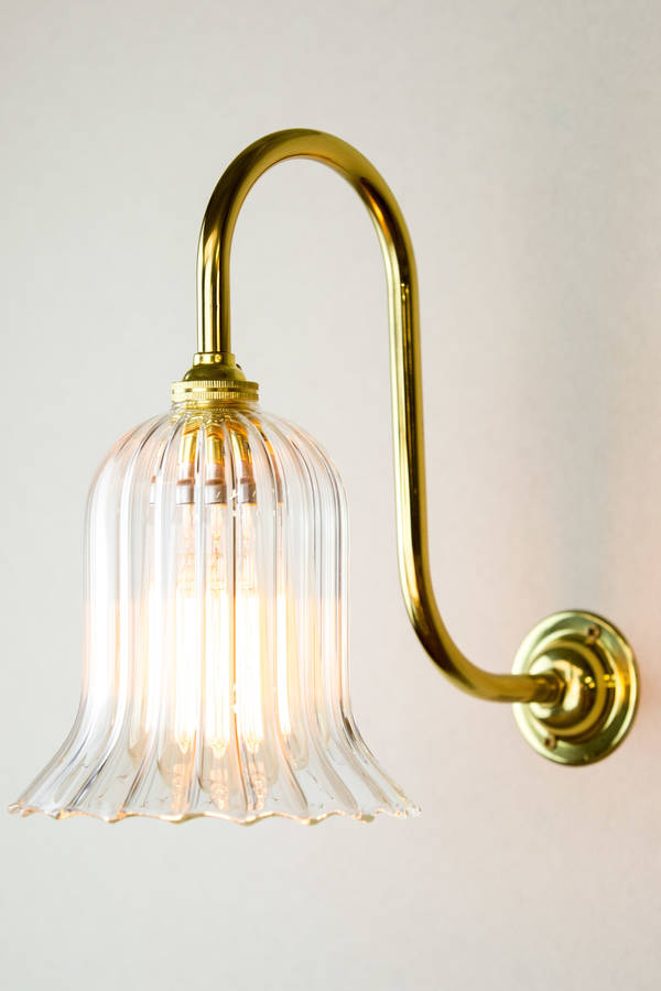 humphrey handmade ribbed trumpet glass wall light by glow lighting