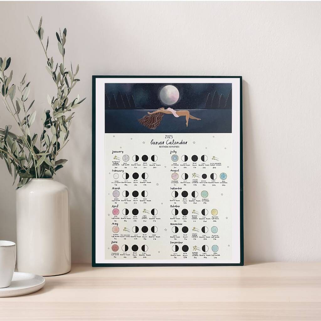Lunar Calendar 2023 Moon Phases By South Hammam Notonthehighstreet
