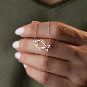 Sterling Silver Fish Necklace, 5 of 11