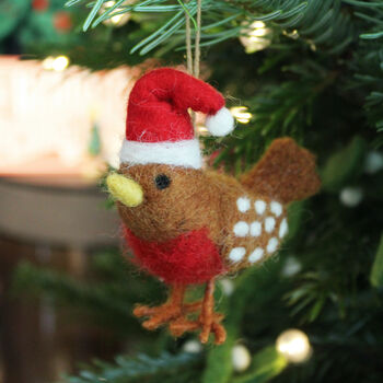 Handmade Felt Christmas Chicken Hanging Decoration, 6 of 8
