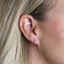 Sterling Silver Double Heart Stud Earrings, thumbnail 3 of 6