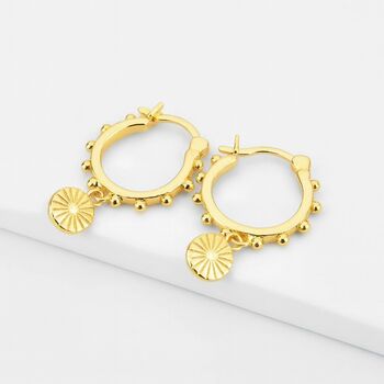 Dainty Boho Hoop Earrings Gold Vermeil, 2 of 4