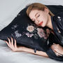 Silk Pillowcase Gift Box Black Floral 100% Pure Soft Mulberry Silk Satin Standard Double Luxury Sleep, thumbnail 4 of 8