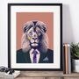 Lion In A Suit Portrait Illustration Art Print, thumbnail 1 of 3