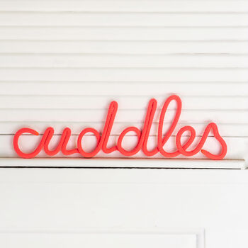 Neon Coral Soft Script Style Word Cuddles, 3 of 4