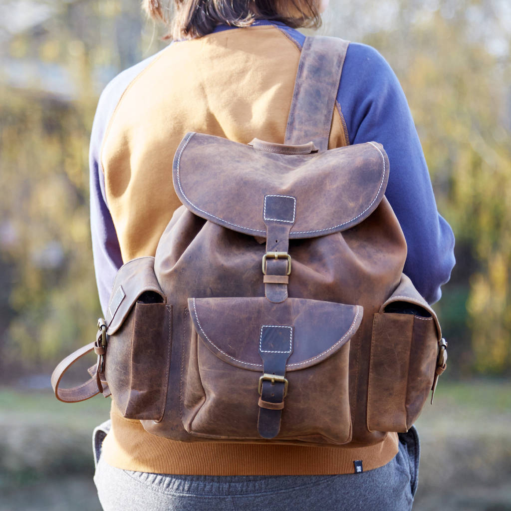 Personalised Buffalo Leather Backpack By Paper High ...