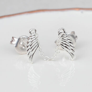 Sterling Silver Double Piercing Angel Wing Earring, 4 of 8