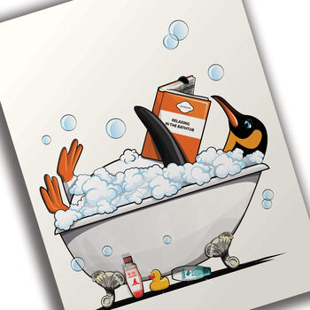 Penguin In The Bath, Funny Toilet Art, 3 of 8