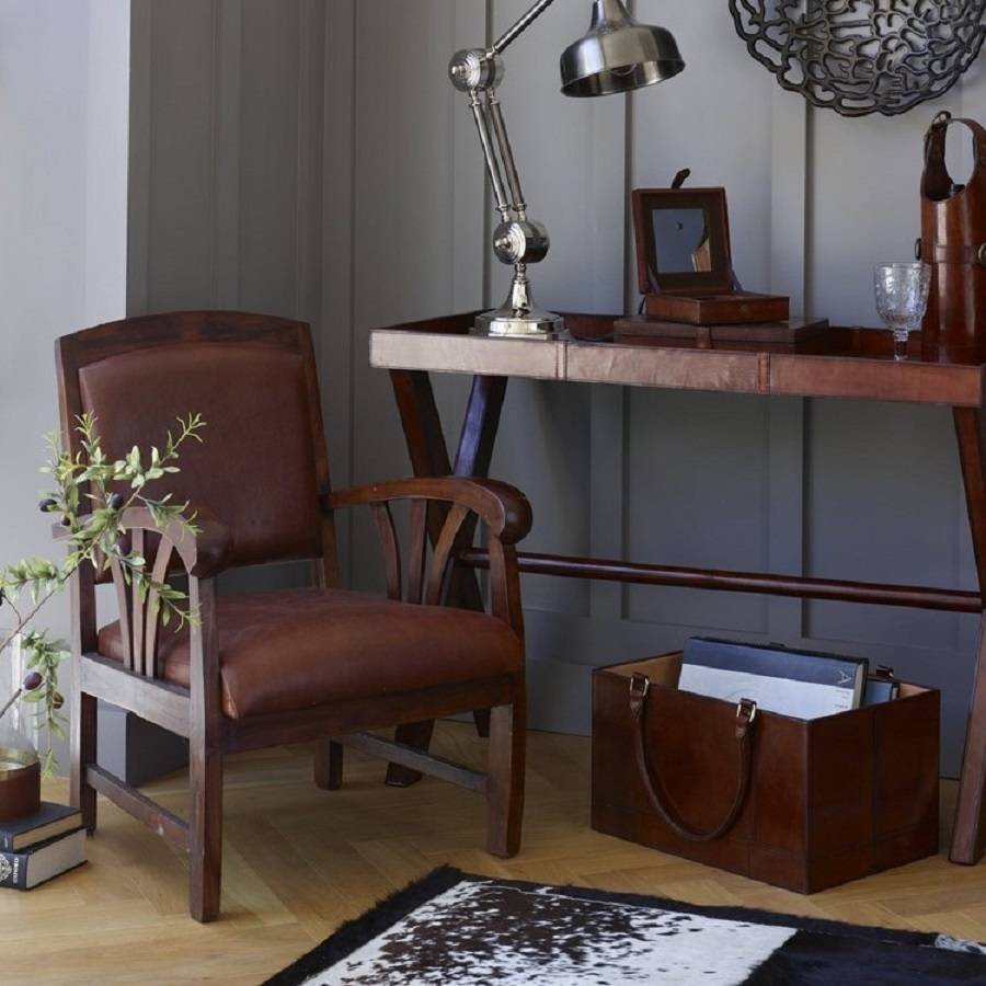 low slung leather study chair by cambrewood | notonthehighstreet.com